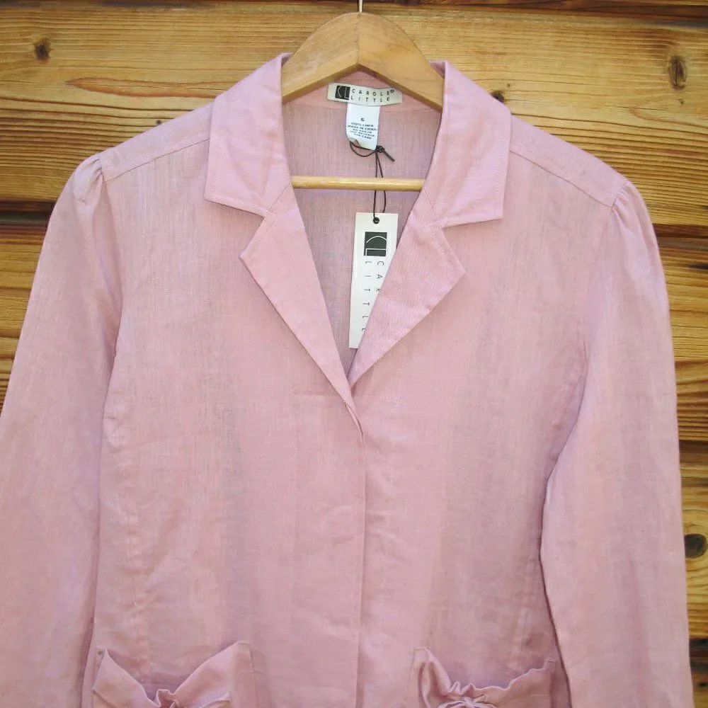 Pink Linen Top Jacket Shacket - Picture 3 of 7